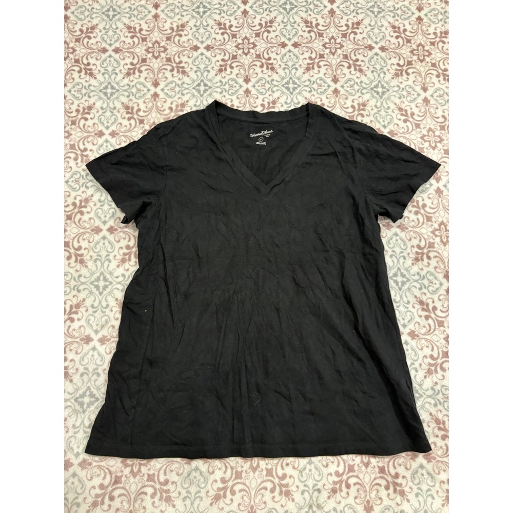Universal Thread Womens XL Black V-Neck Short Sleeve T-Shirt Solid Basic Tee